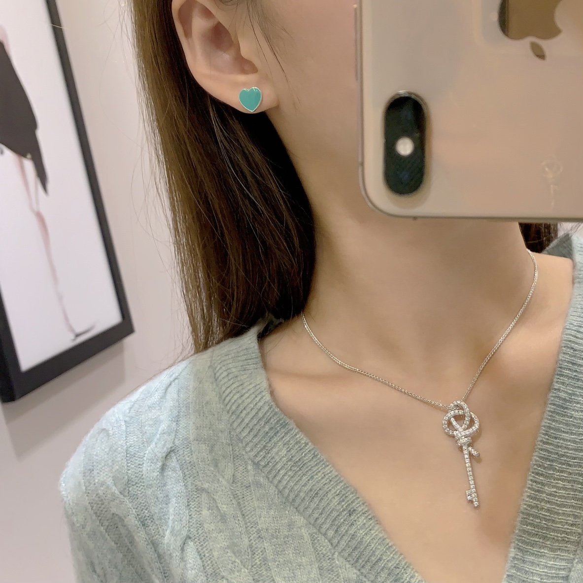 Tiff@ny Stud earrings-red