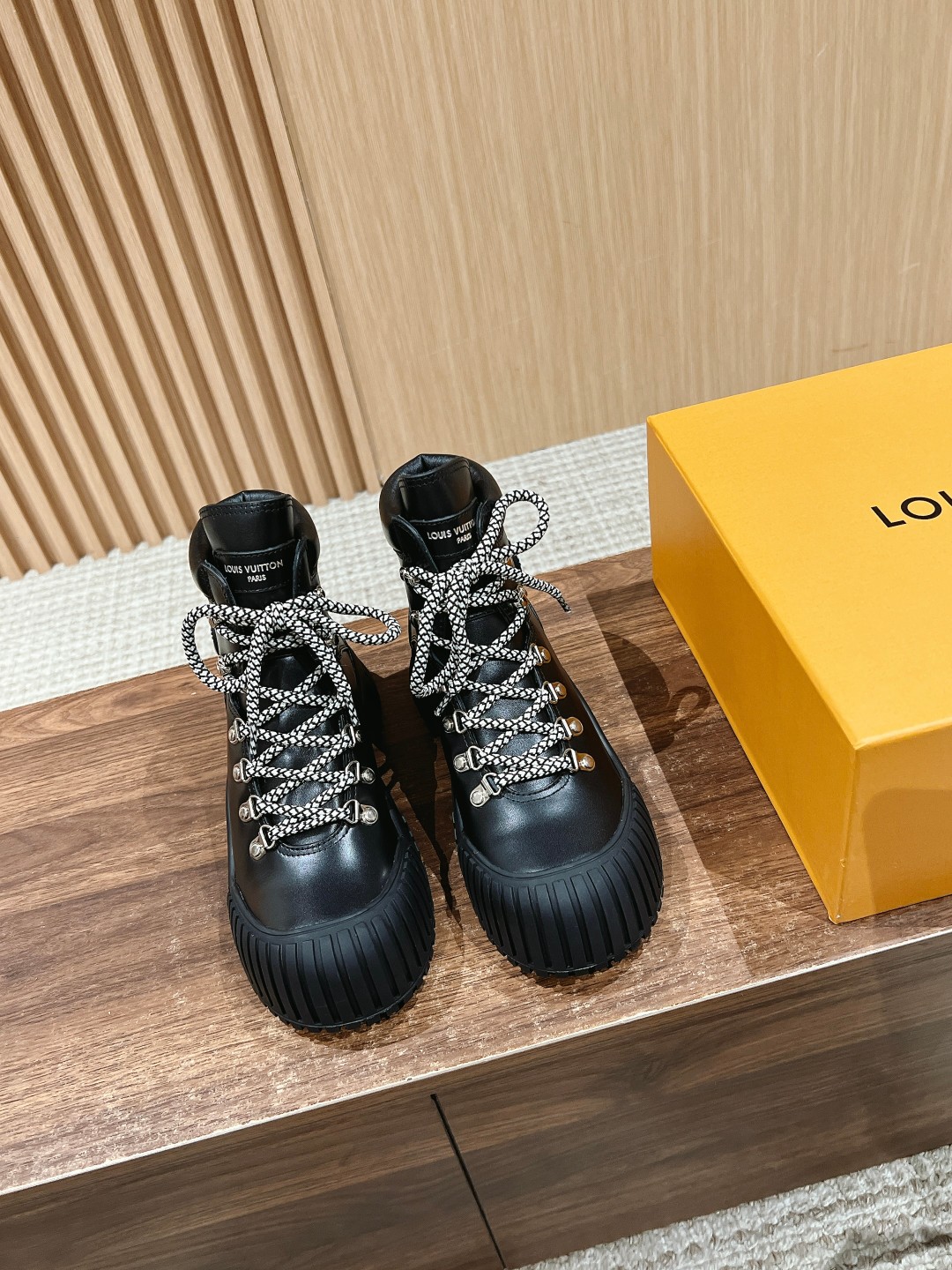 Louis Vuitton Calfskin Patent Monogram Ruby Flat Ranger Boots