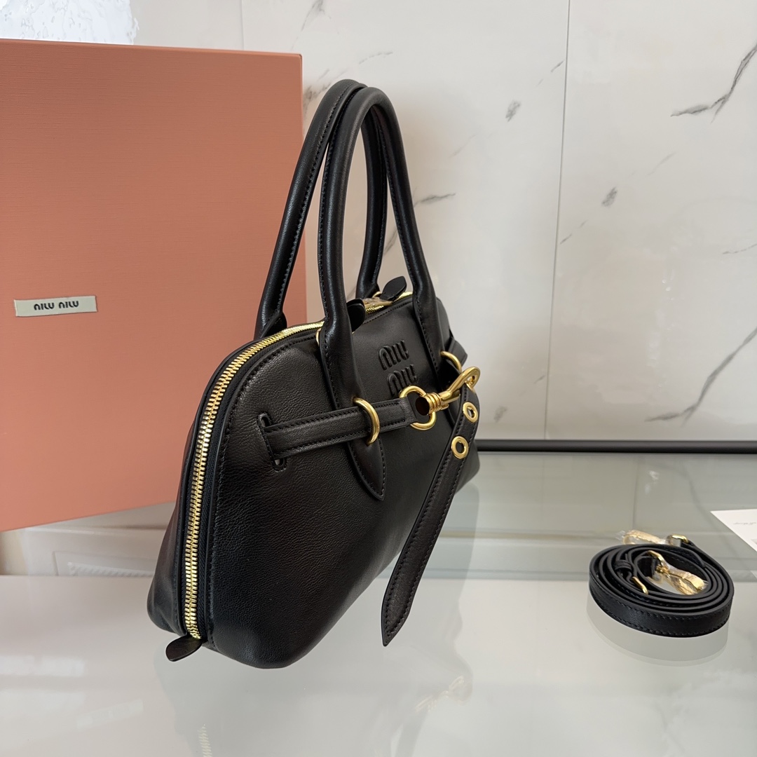 Aventure nappa leather top-handle bag-Black