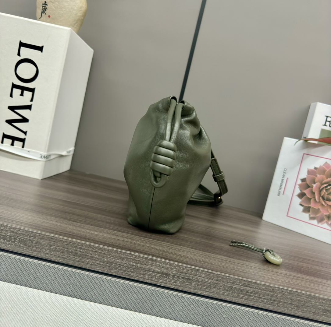 LOEWE-Mini Flamenco clutch in nappa calfskin-Khaki Green