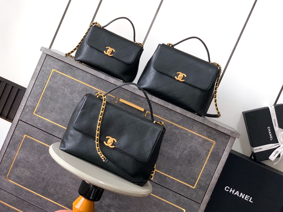 CHANEL 25S Black/Gold Flap Briefcase
