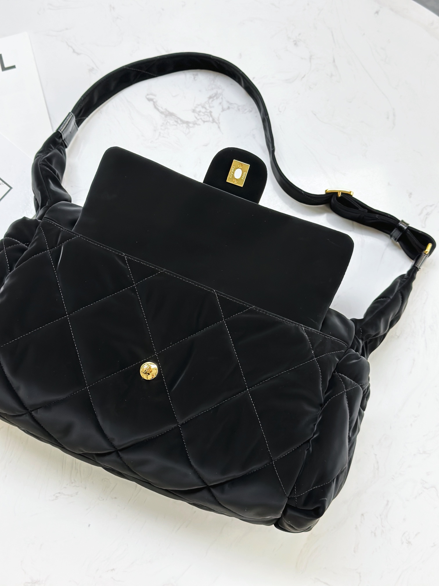 Chanel 24- Ski Collection Black Velvet Hobo