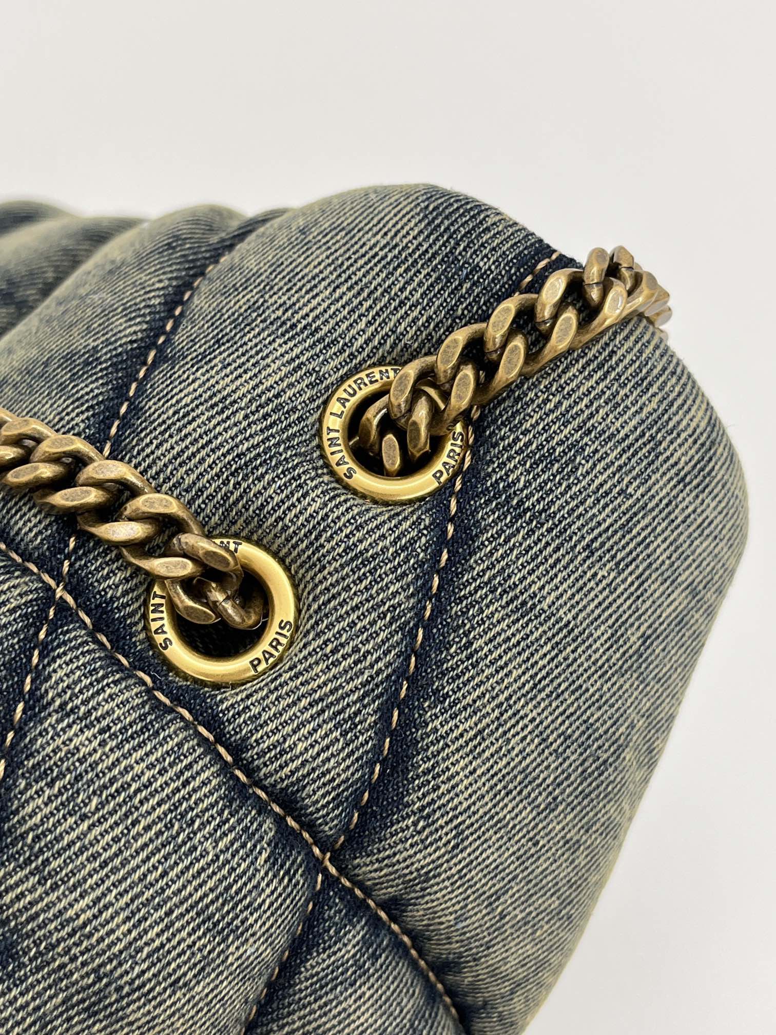 Saint Laurent Loulou Puffer Denim Shoulder Bag