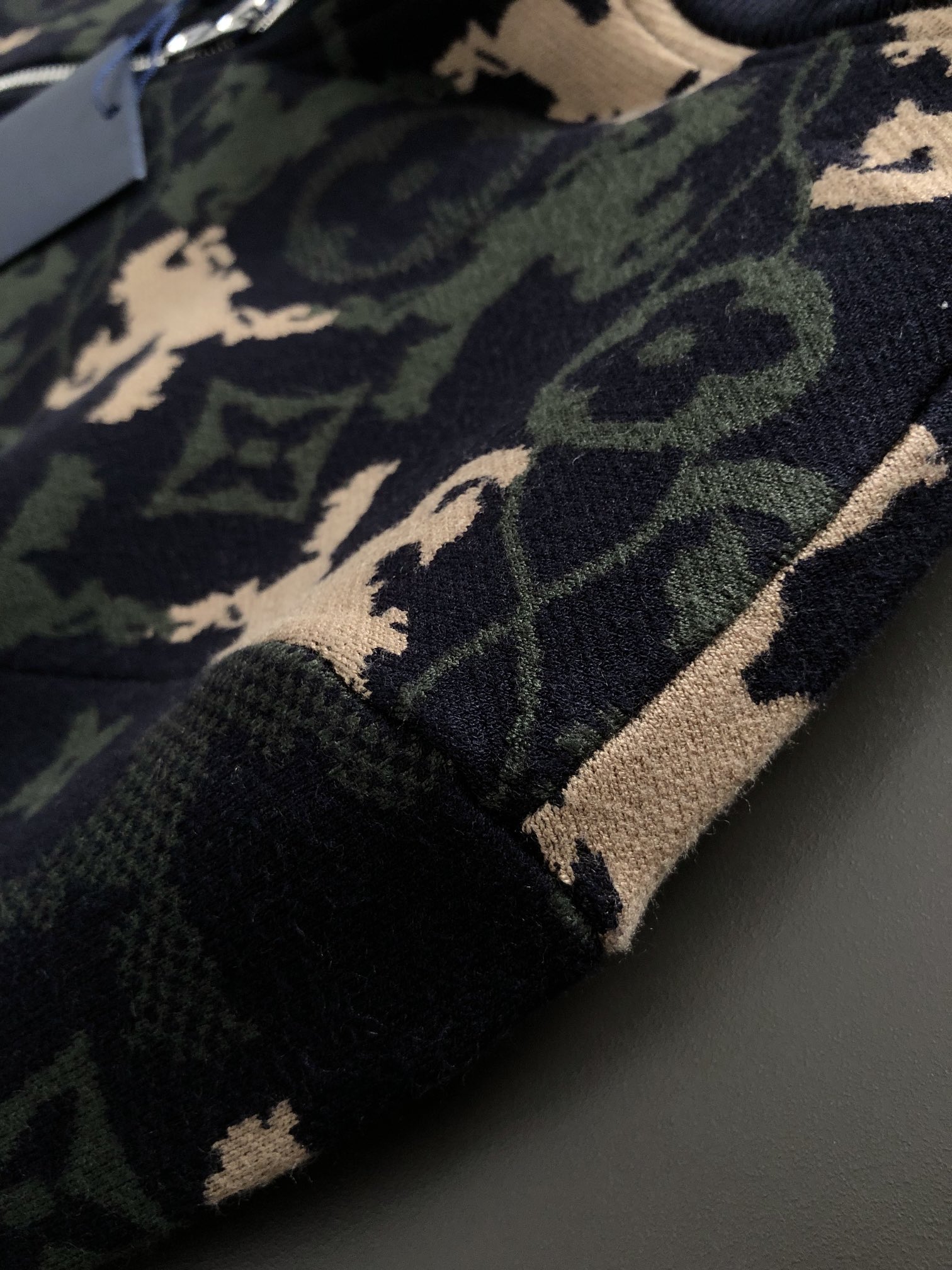 LV -top two-tone camouflage jacquard stand-up collar wool jacket