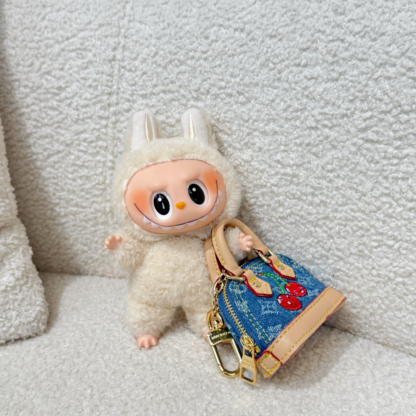 M02535 LV x TM Micro Denim Cerise Bag Charm