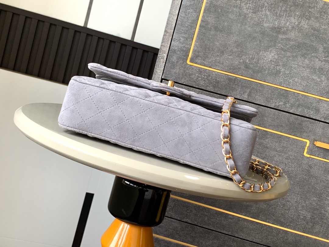 CHANEL Suede Chain Shoulder Bag – Smoky Gray