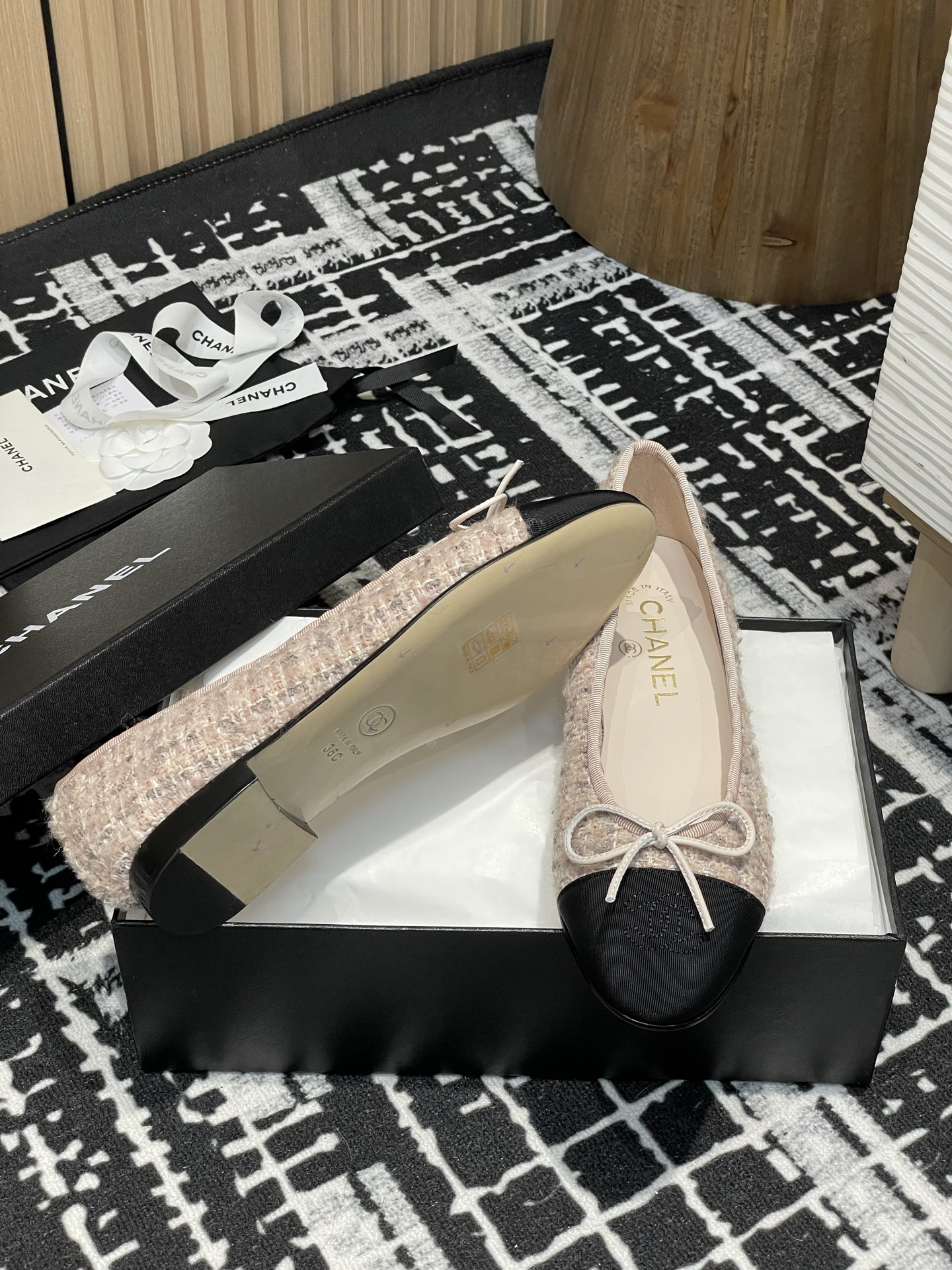 Chanel bow ballet flat shoes