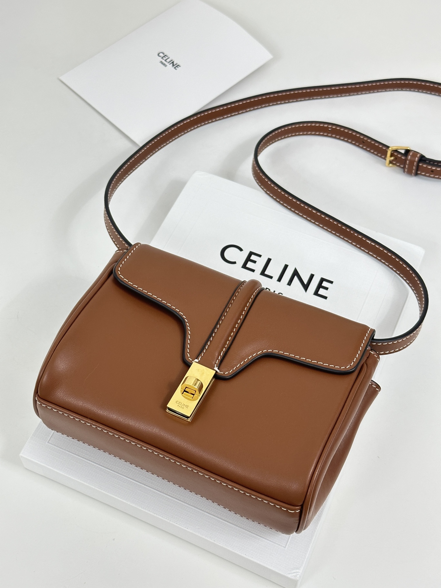 Celine Soft 16 Mini Bag in Caramel