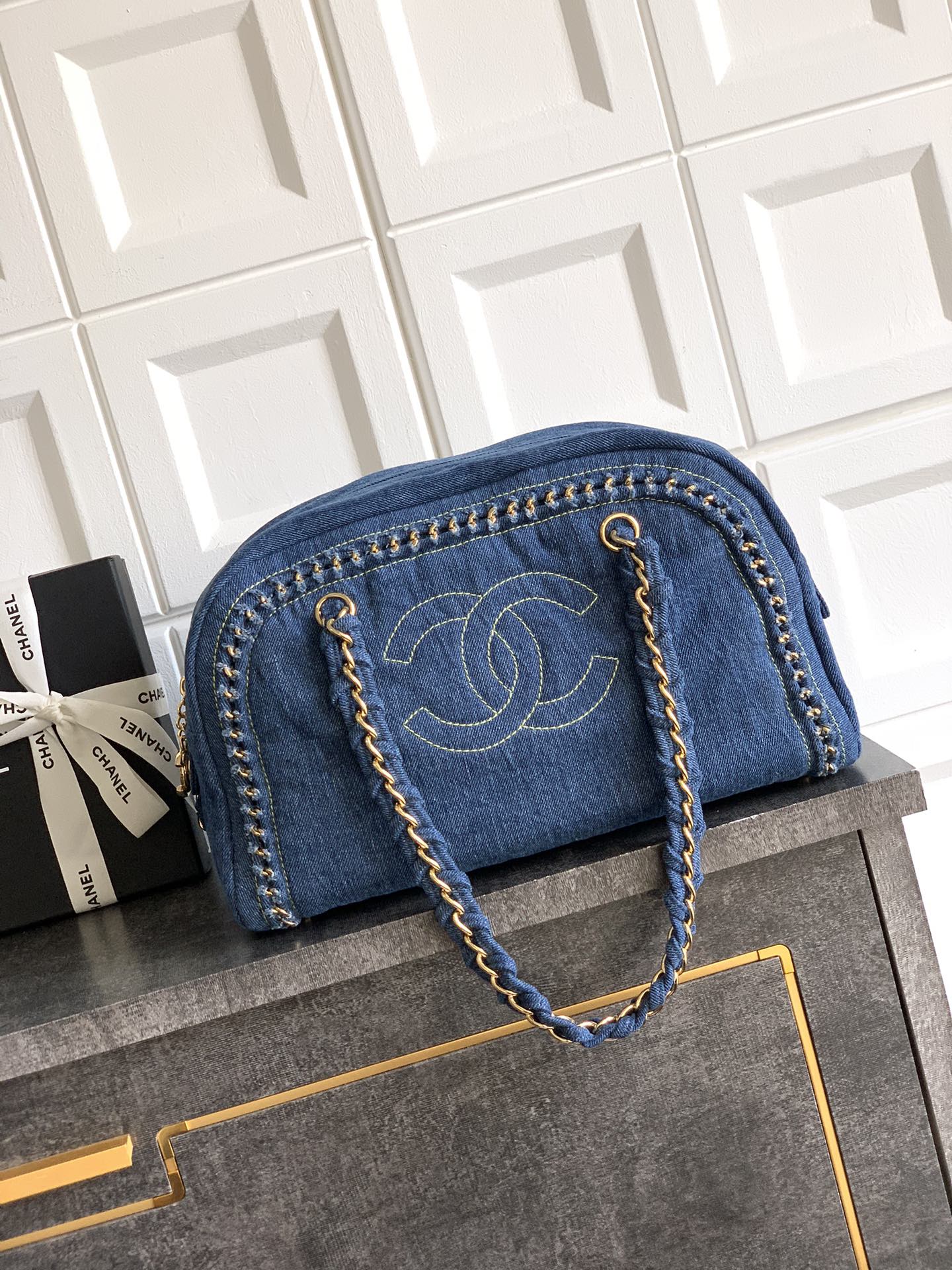 CHANEL Denim Bowling Bag