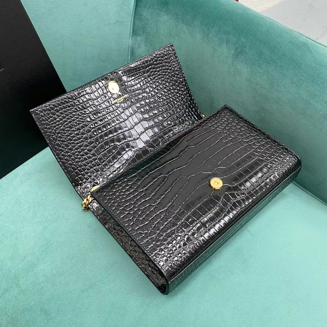 YSL Kate Croc-Embossed Tassel Bag