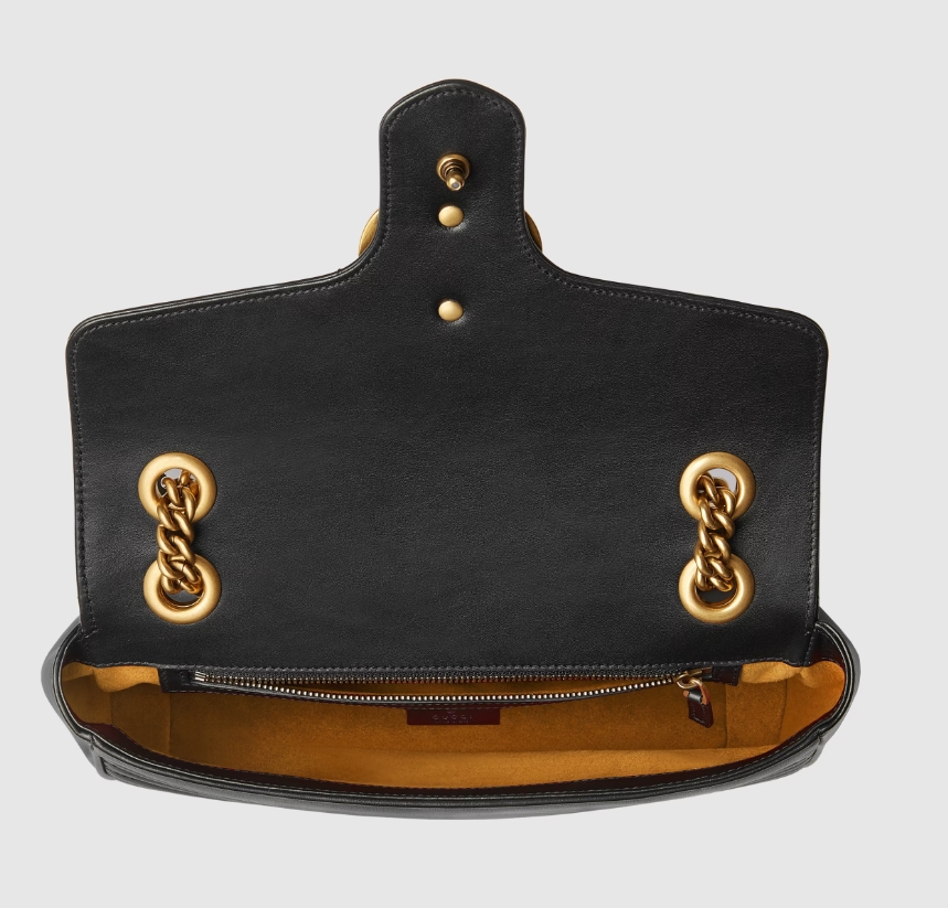 GG MARMONT SMALL MATELASSÉ SHOULDER BAG-Black-‎443497