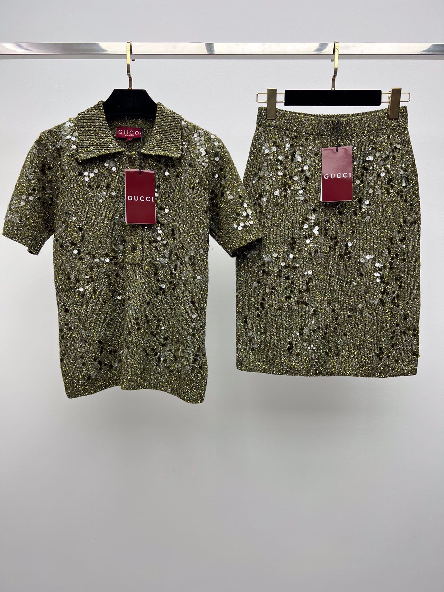 Gucci Beaded Embroidered Knit Suit