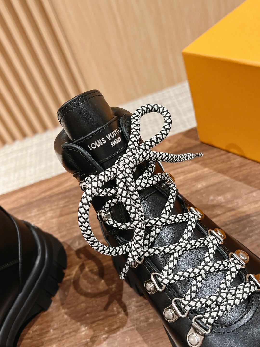 Louis Vuitton Calfskin Patent Monogram Ruby Flat Ranger Boots