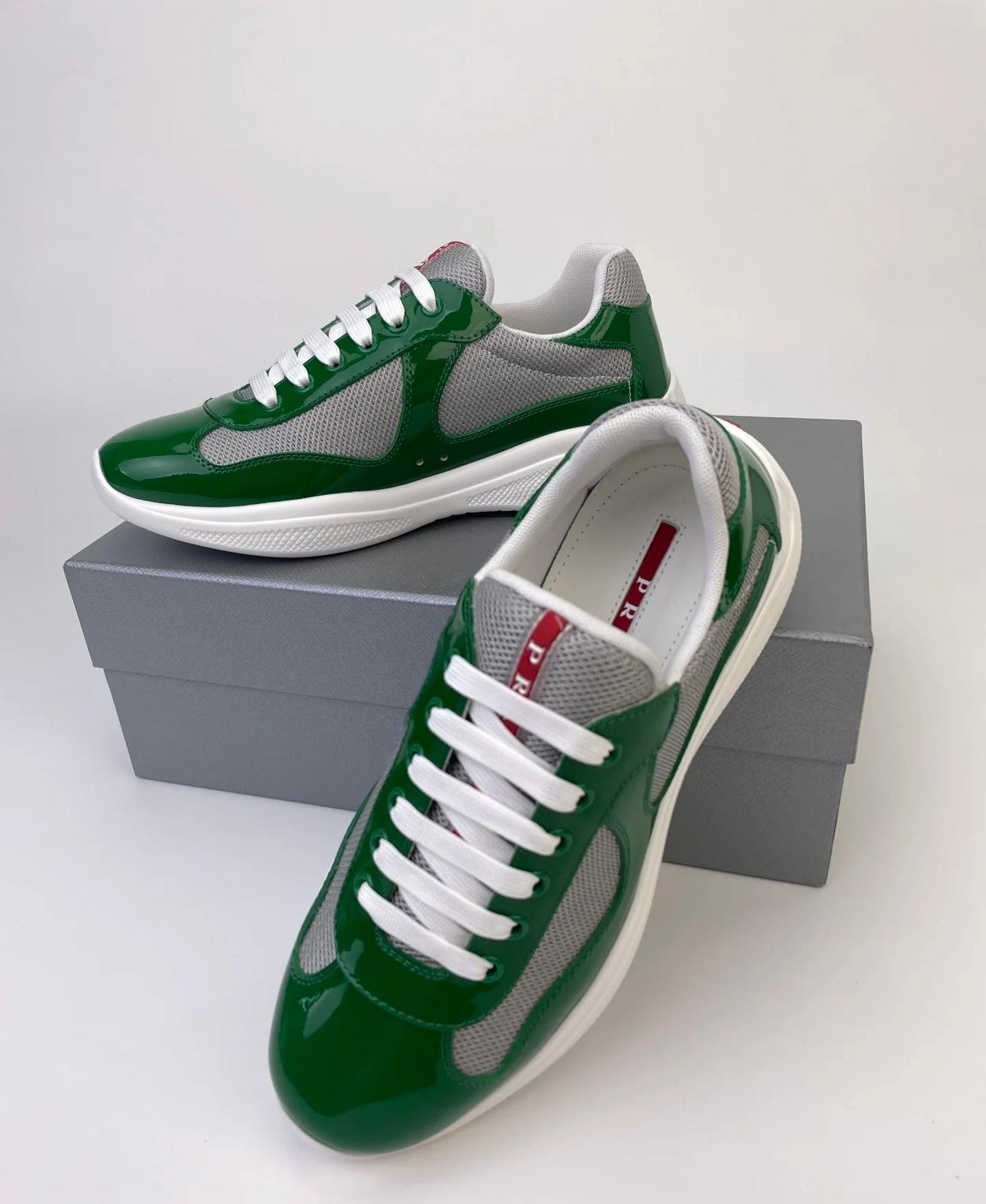 Patent leather and technical fabric Prada America's Cup sneakers