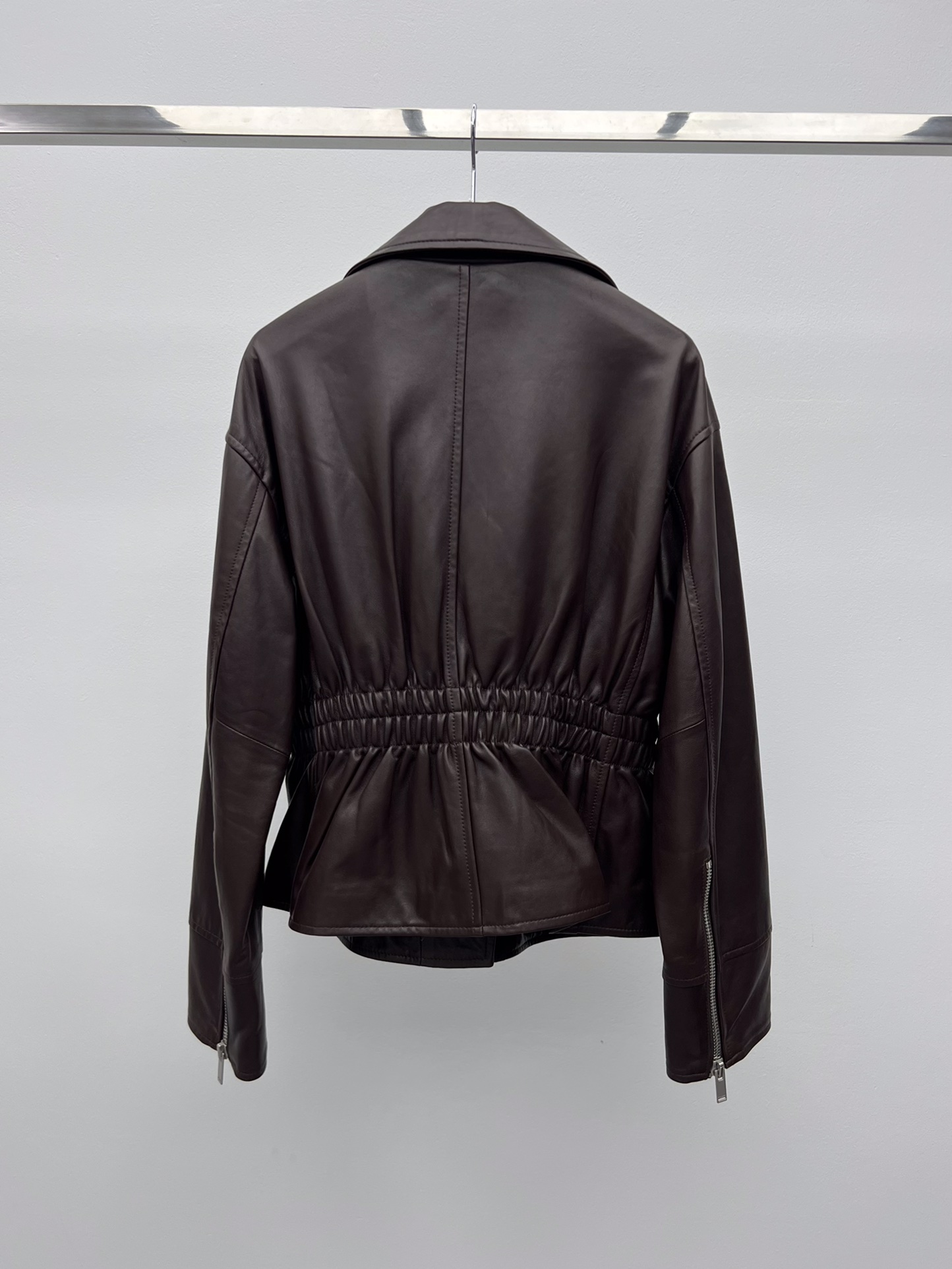 Saint Laurent Waist-Cinched Leather Jacket