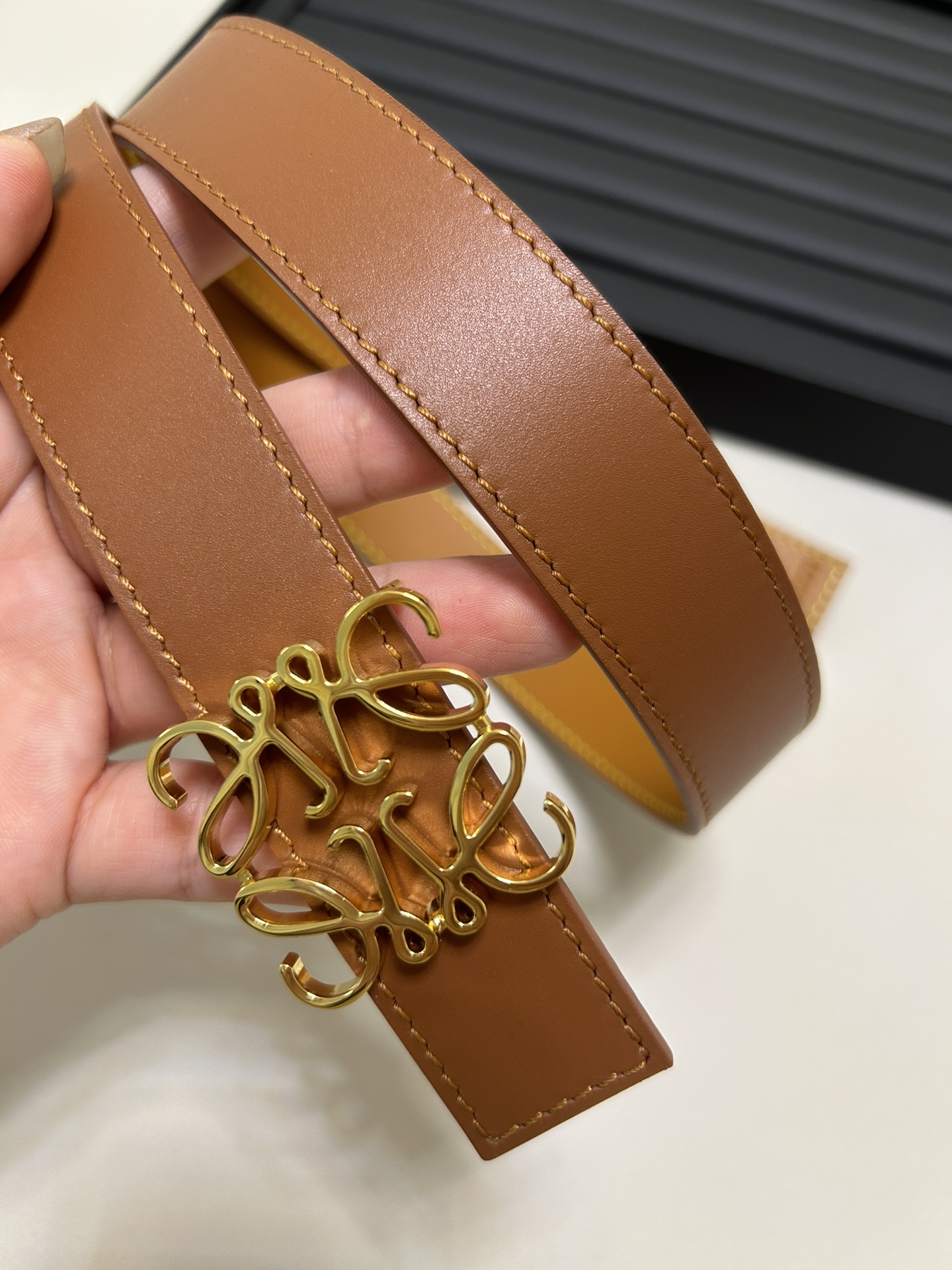 Reversible Anagram belt in smooth calfskin