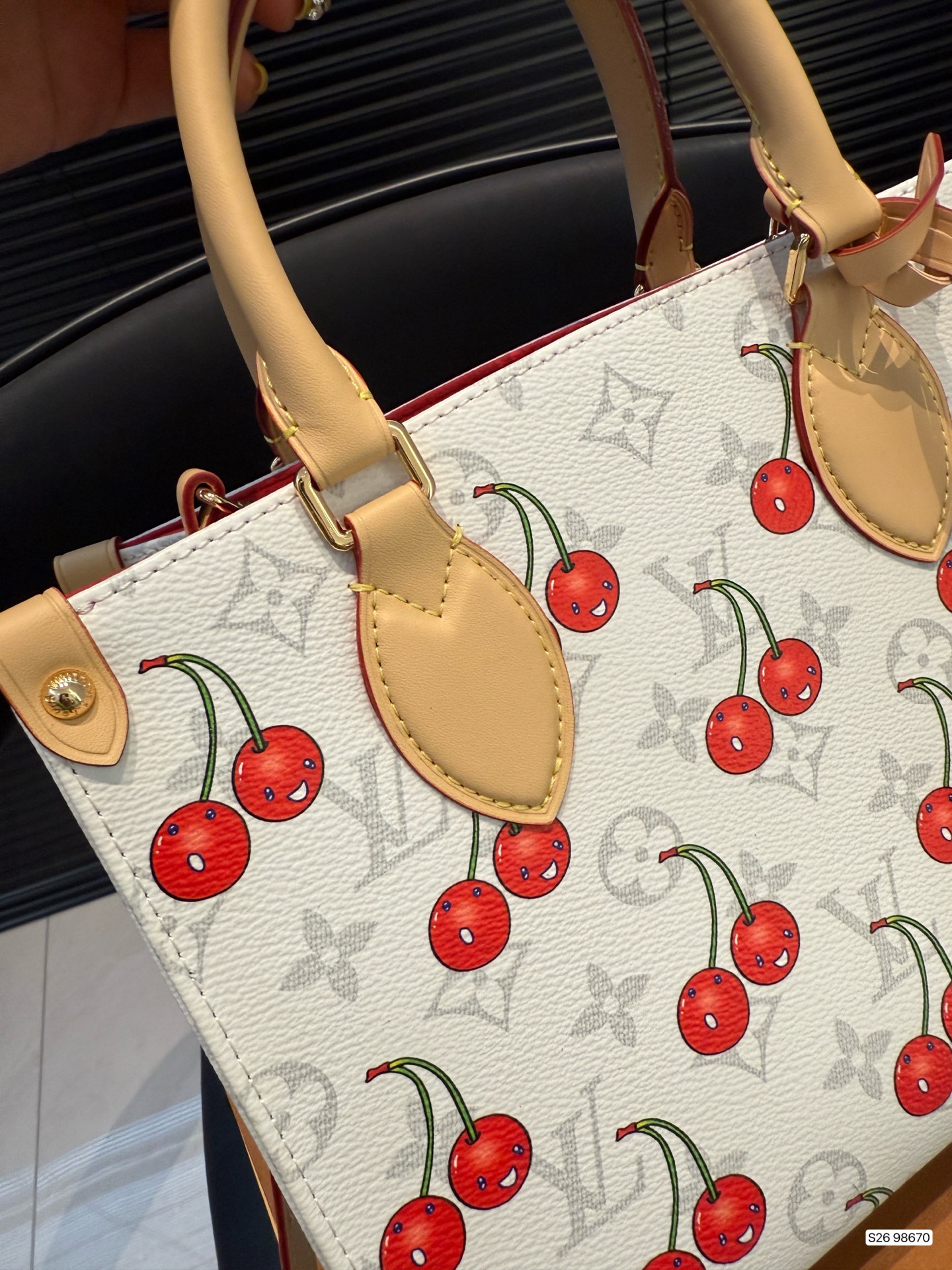 LV White Cherry Tote Bag