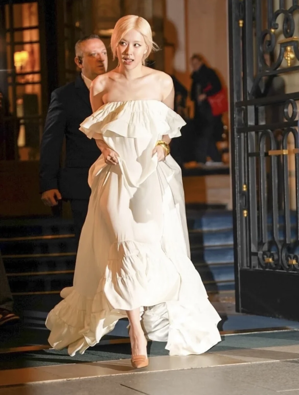 Saint Laurent Ruffled Strapless Maxi Dress