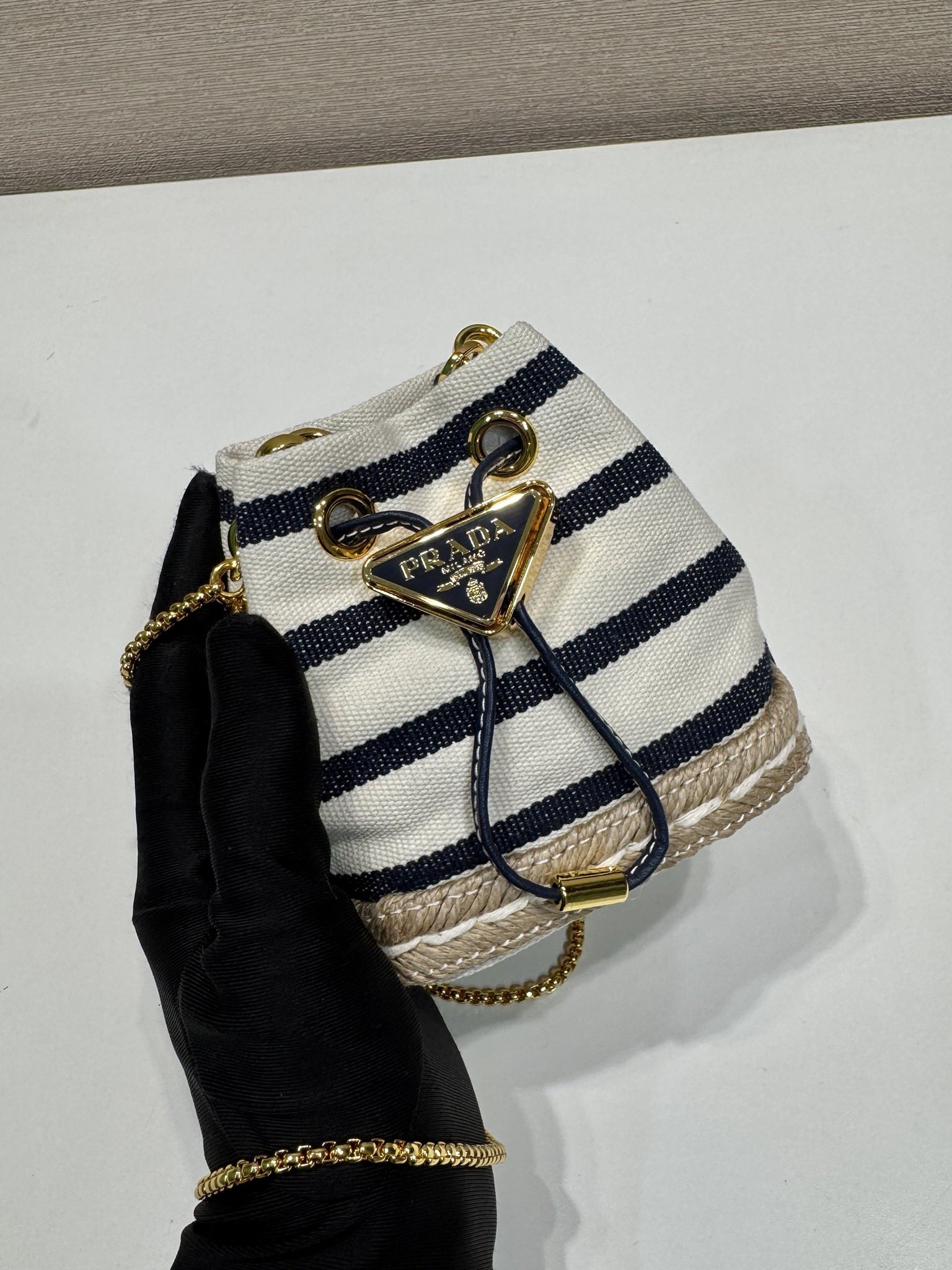 PRADA Striped fabric mini-pouch