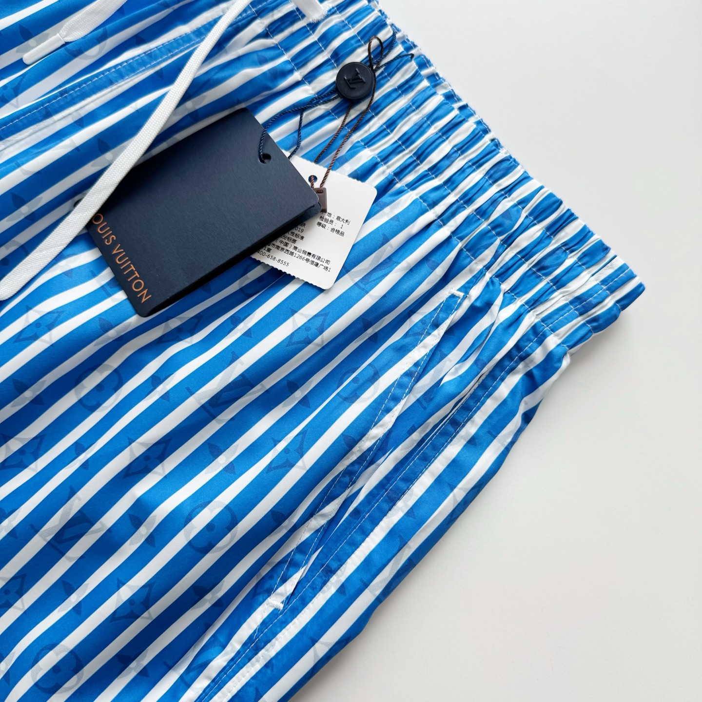 LV Men's Stretch Swim Shorts Blue retro stripe