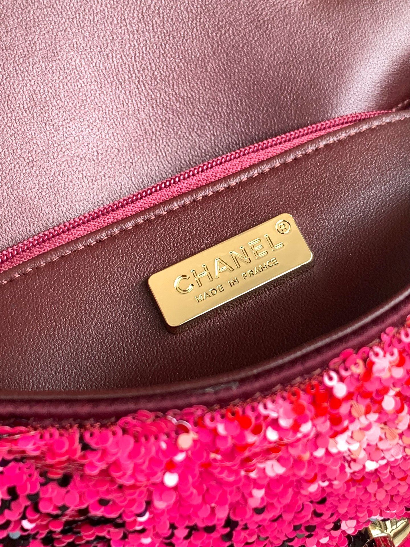 Chanel Shaded Sequins Mini Flap Black Burgundy Red Yellow