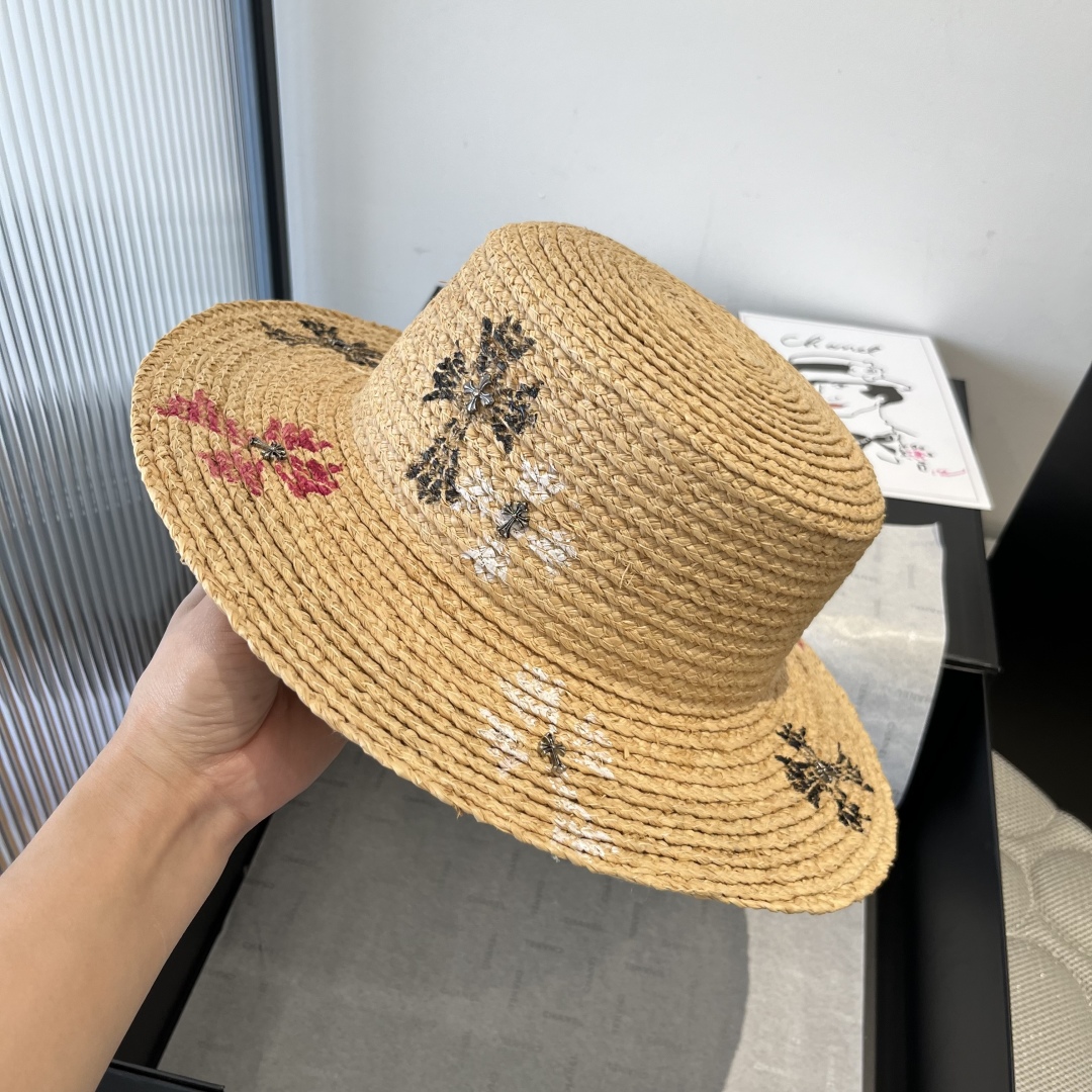 Chrome Hearts-Raffia Straw Sun Hat