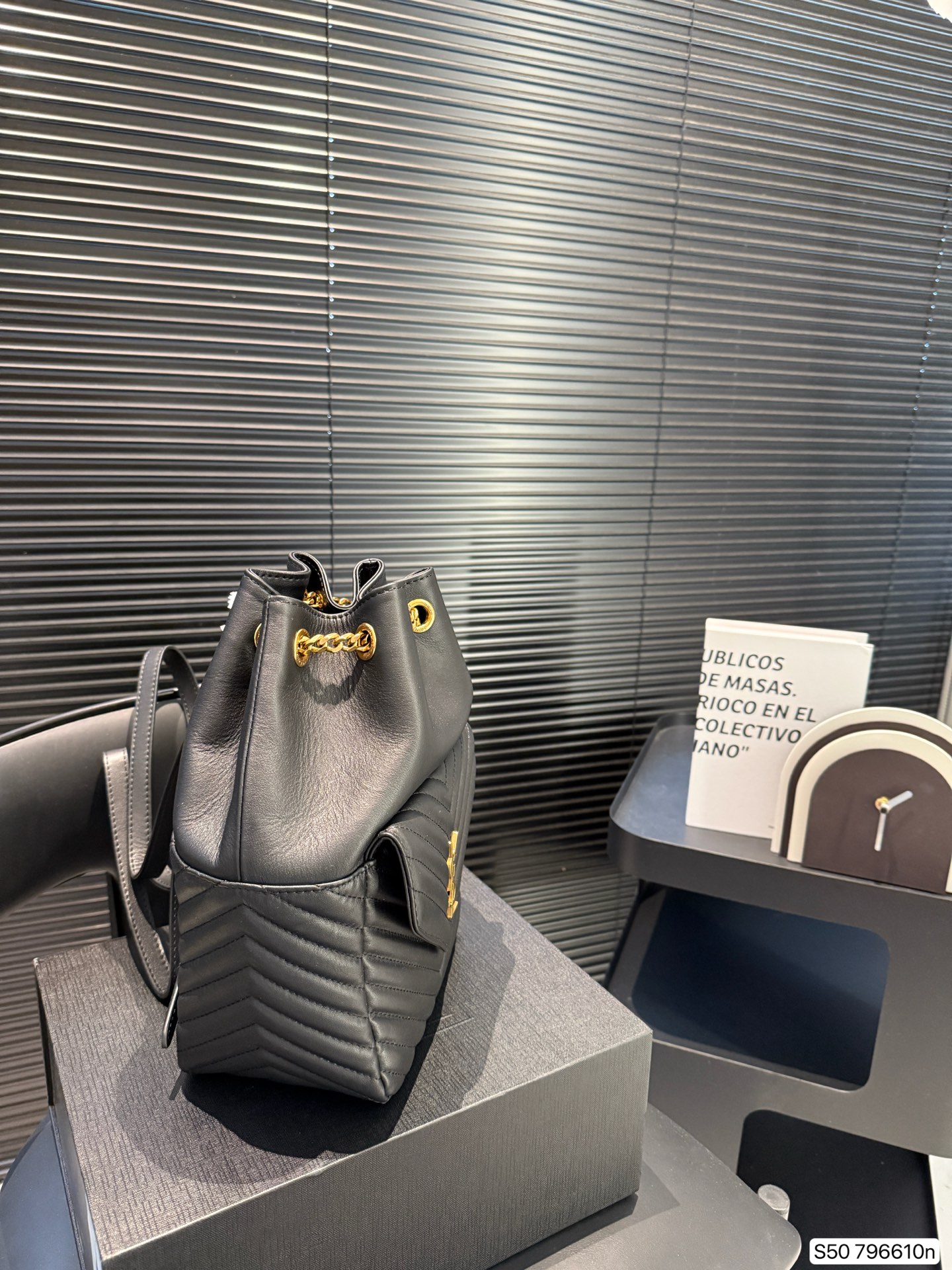 SAINT LAURENT Monogram mini leather bucket bag