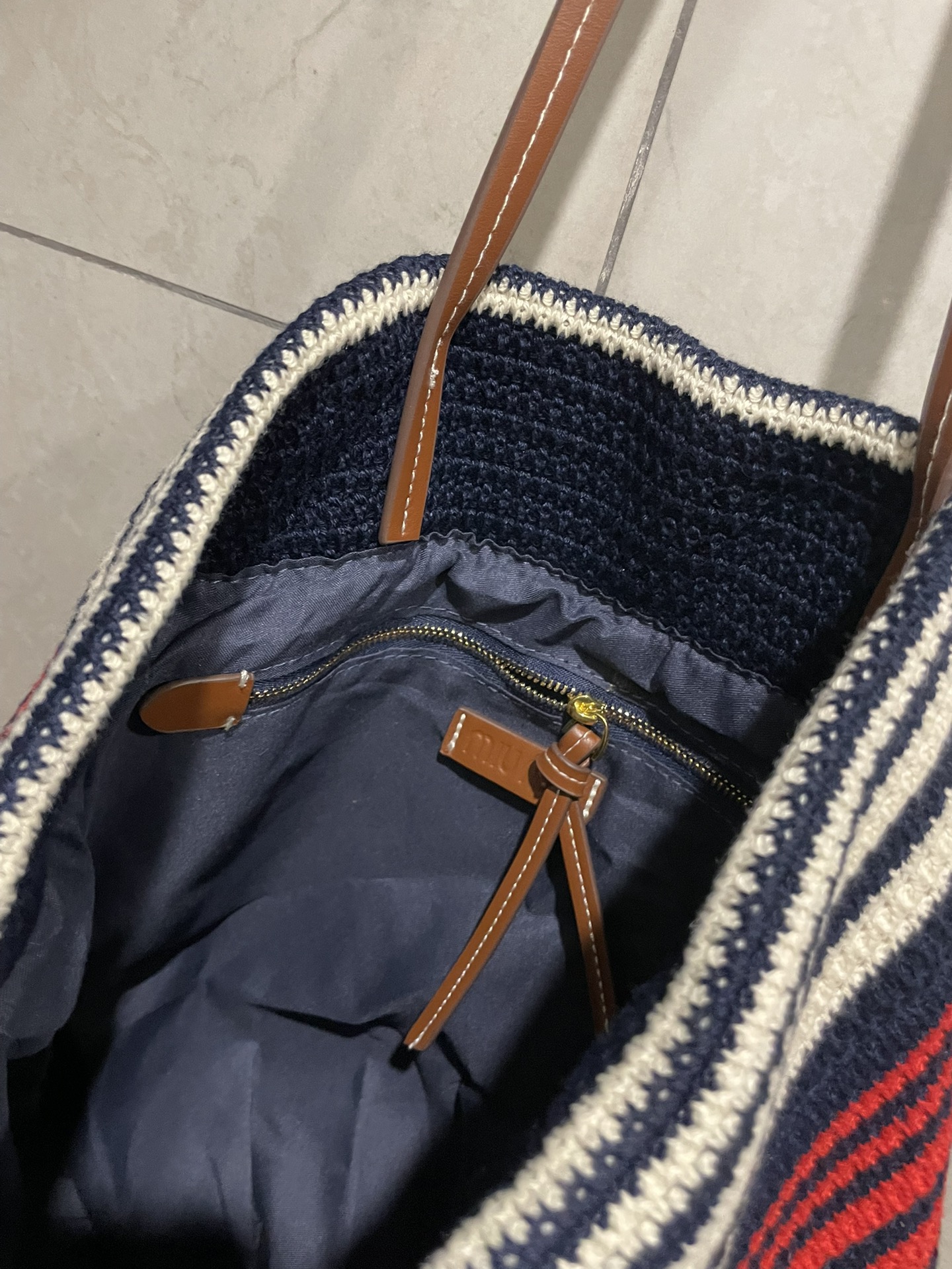 Miu Miu-Raffia woven tote bag