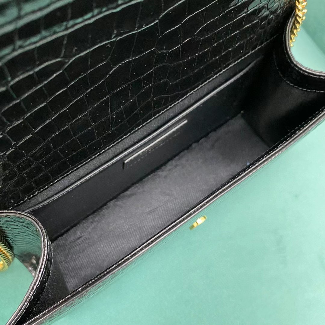 YSL Kate Croc-Embossed Tassel Bag