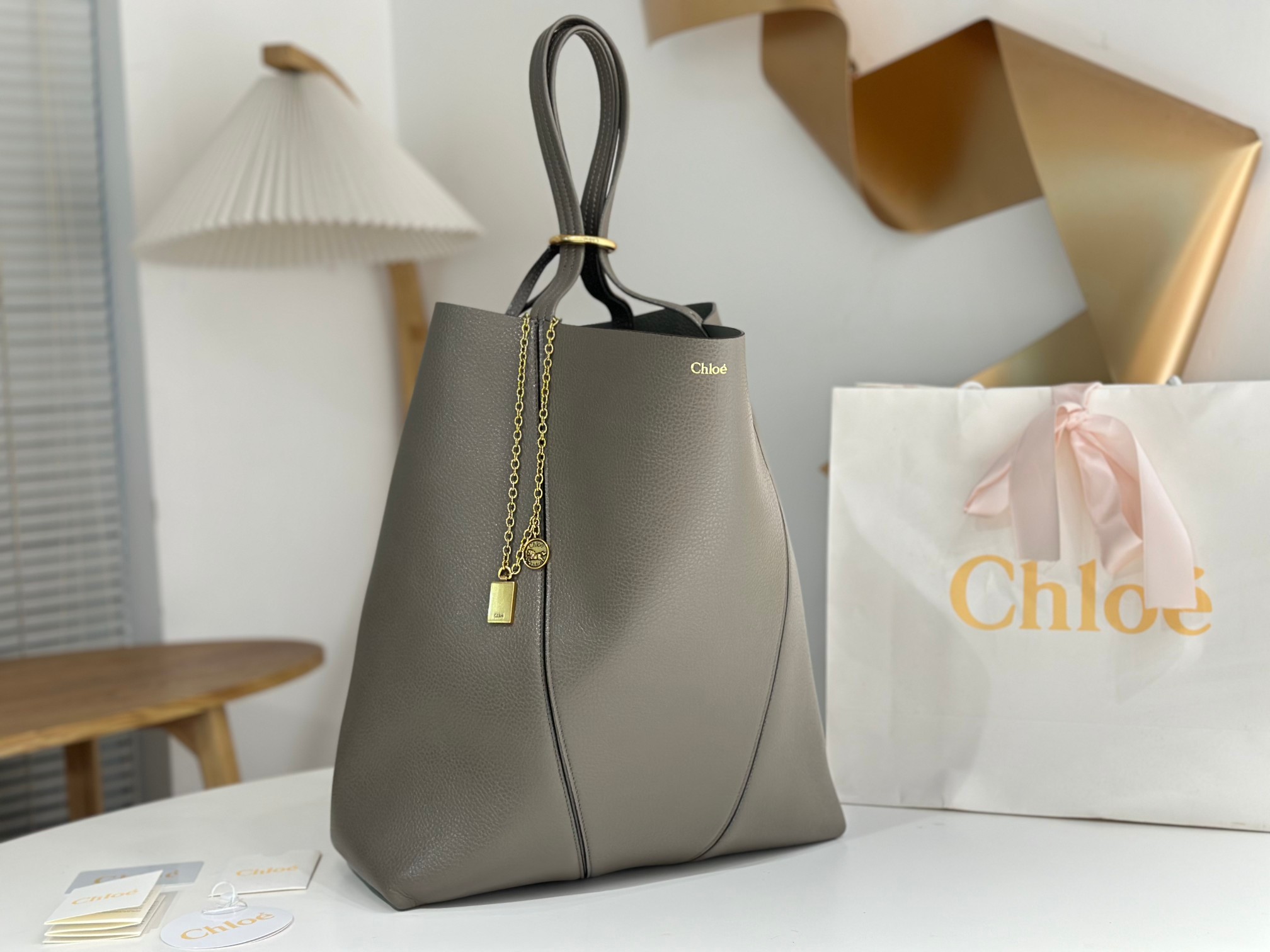 Chloe Spin grained leather tote bag