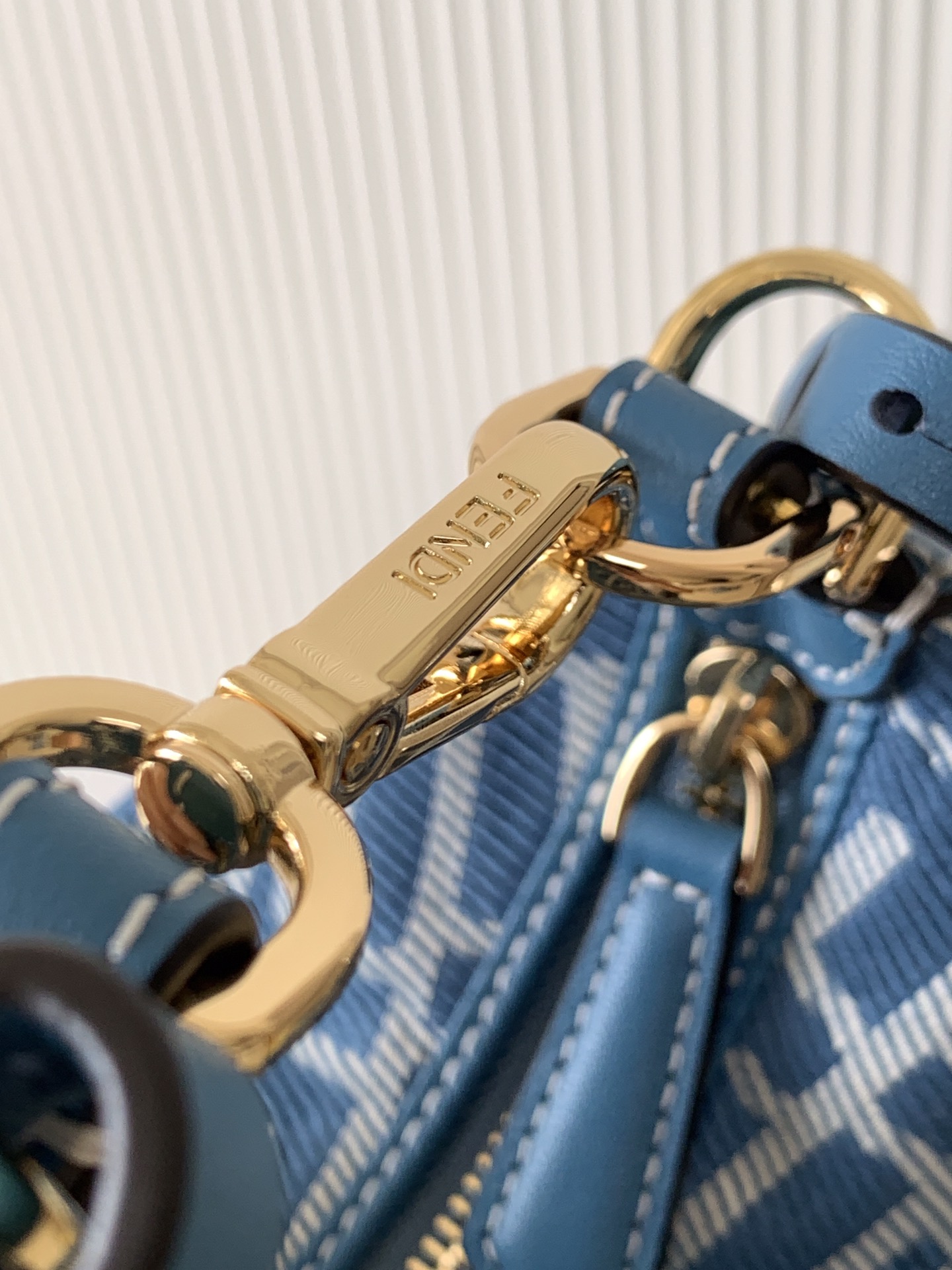 Fendigraphy Mini Blue denim-effect FF jacquard mini-bag