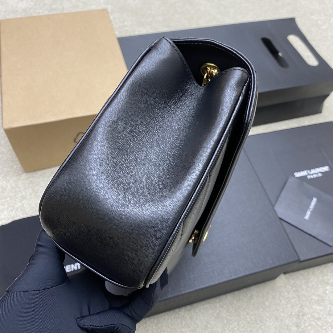 Saint Laurent Black Lambskin Loulou Medium Bag