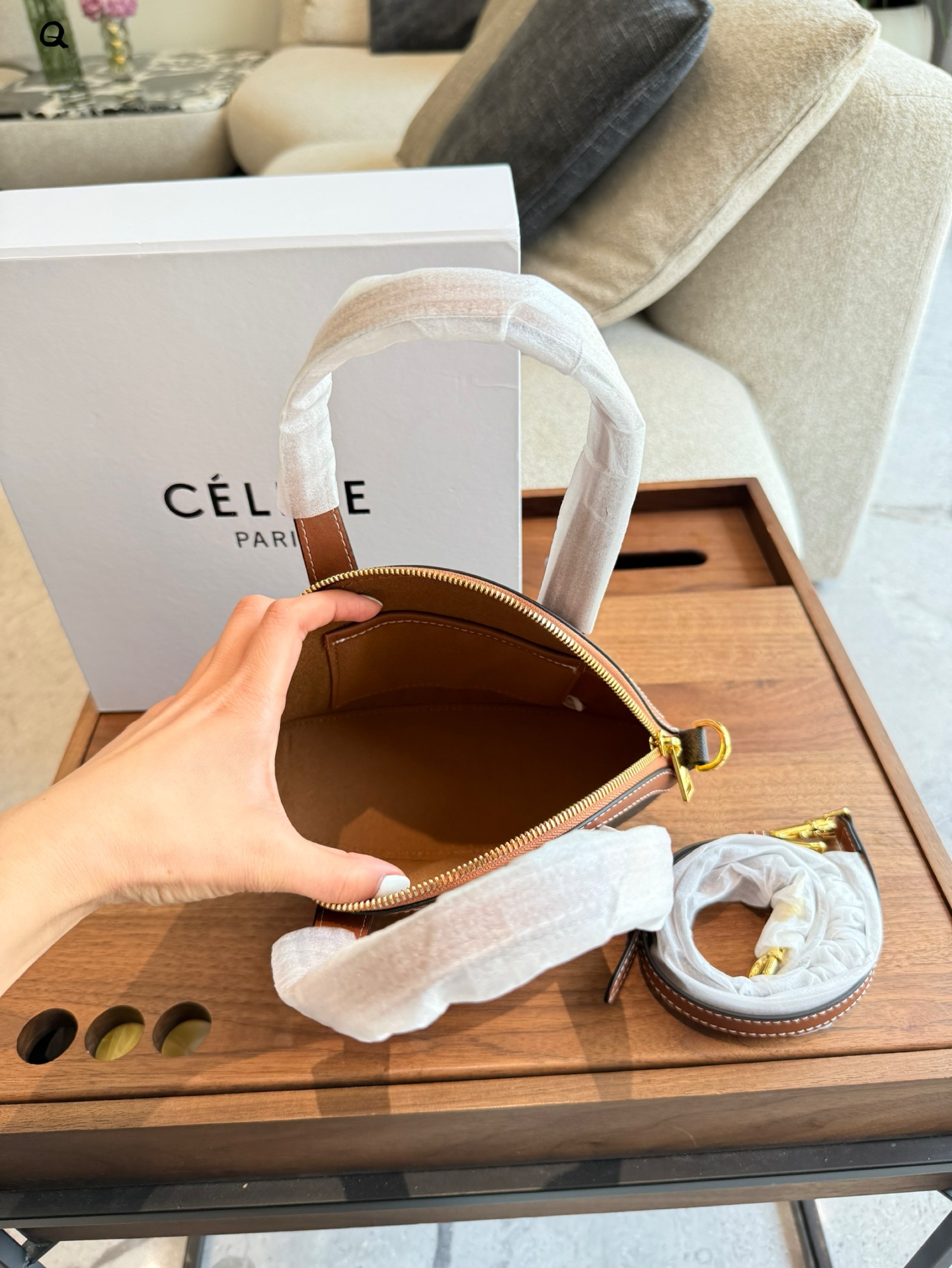 Celine OVAL BAG IN Triomphe Canvas and calfskin