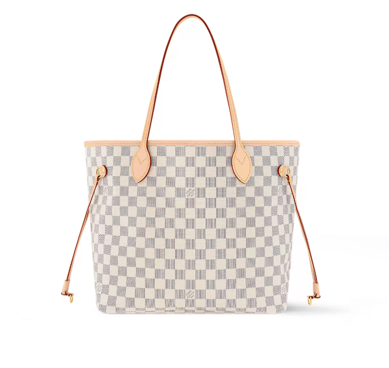 Louis Vuitton N40603 Neverfull MM Rose Ballerine Damier Azur Canvas