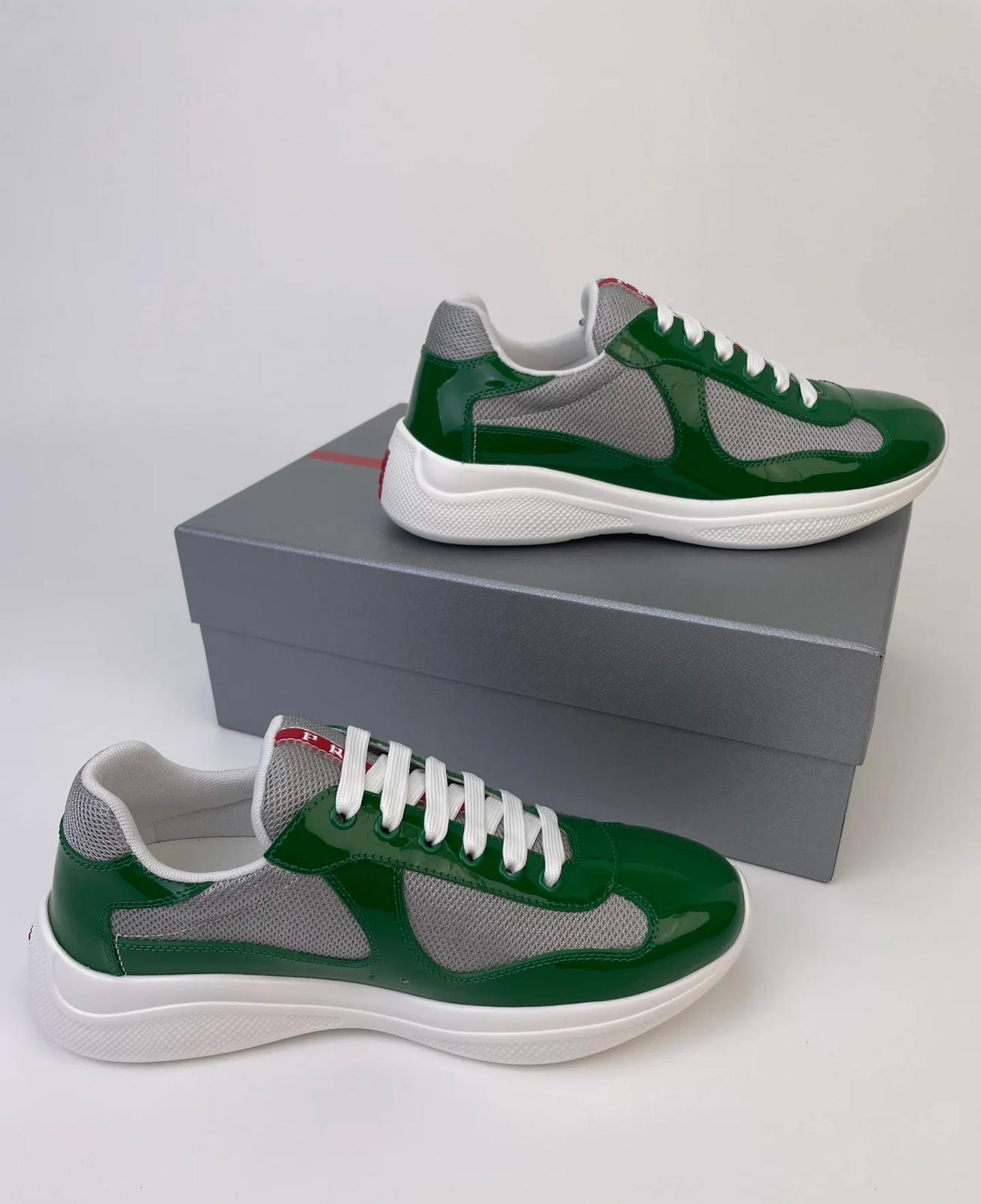 Patent leather and technical fabric Prada America's Cup sneakers