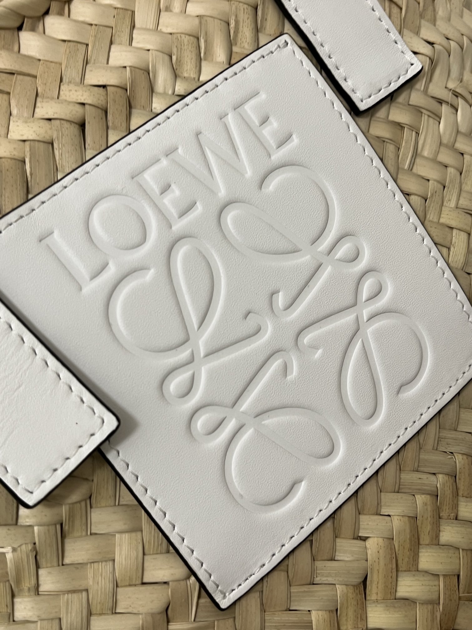 LOEWE-Palm leaf and cowhide leather Basket bag