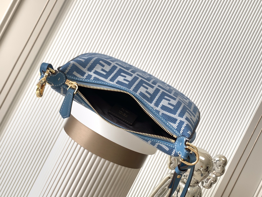 Fendigraphy Mini Blue denim-effect FF jacquard mini-bag