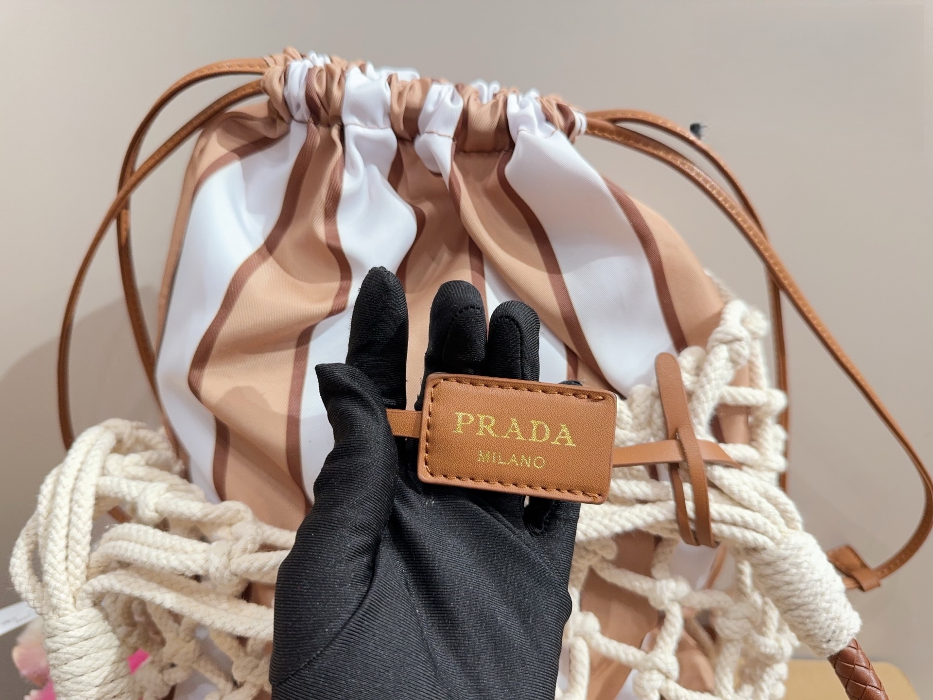 Prada Noué medium cotton macramé bag