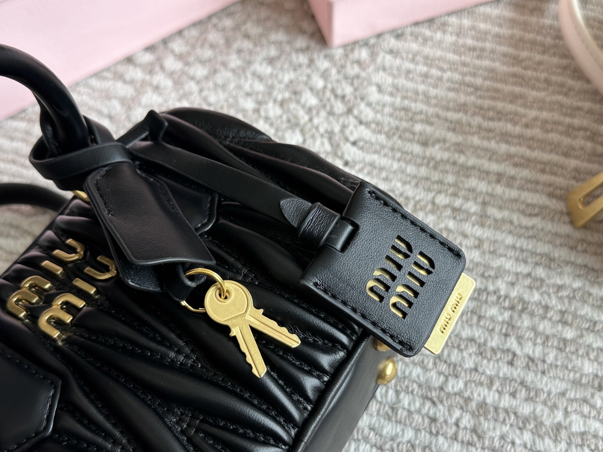 Miu Miu Matelassé nappa leather top-handle bag