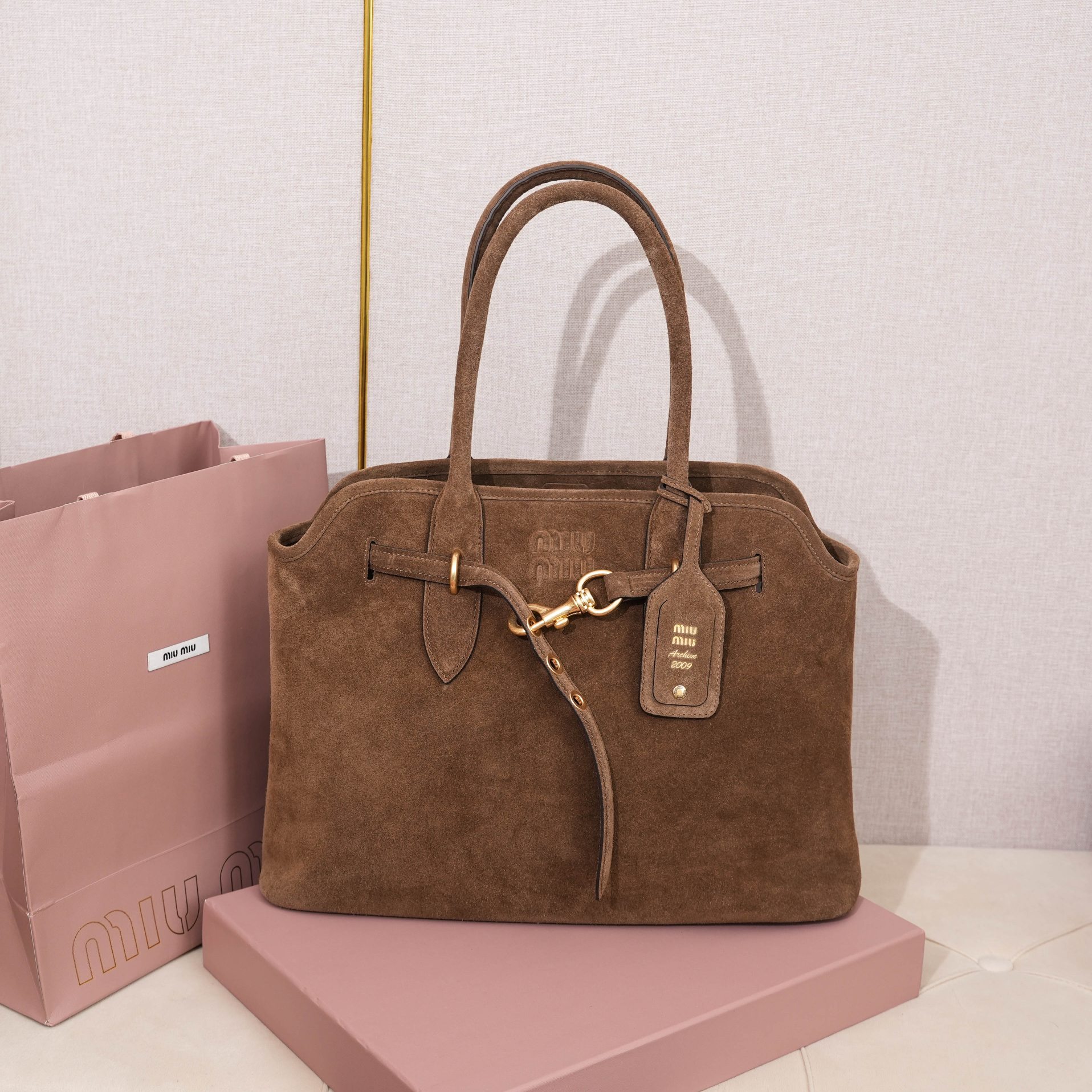miu suede brown bag