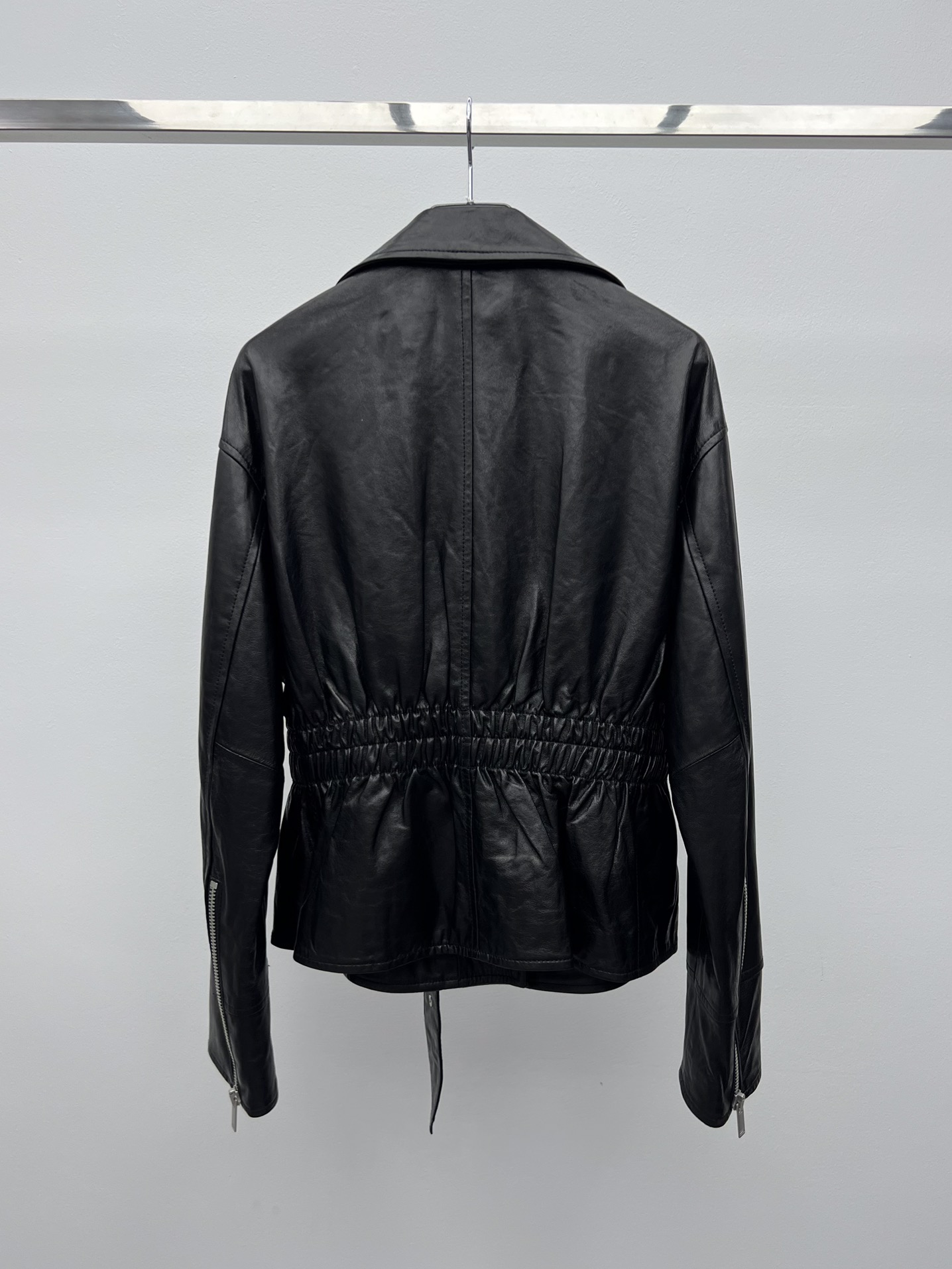 Saint Laurent Waist-Cinched Leather Jacket