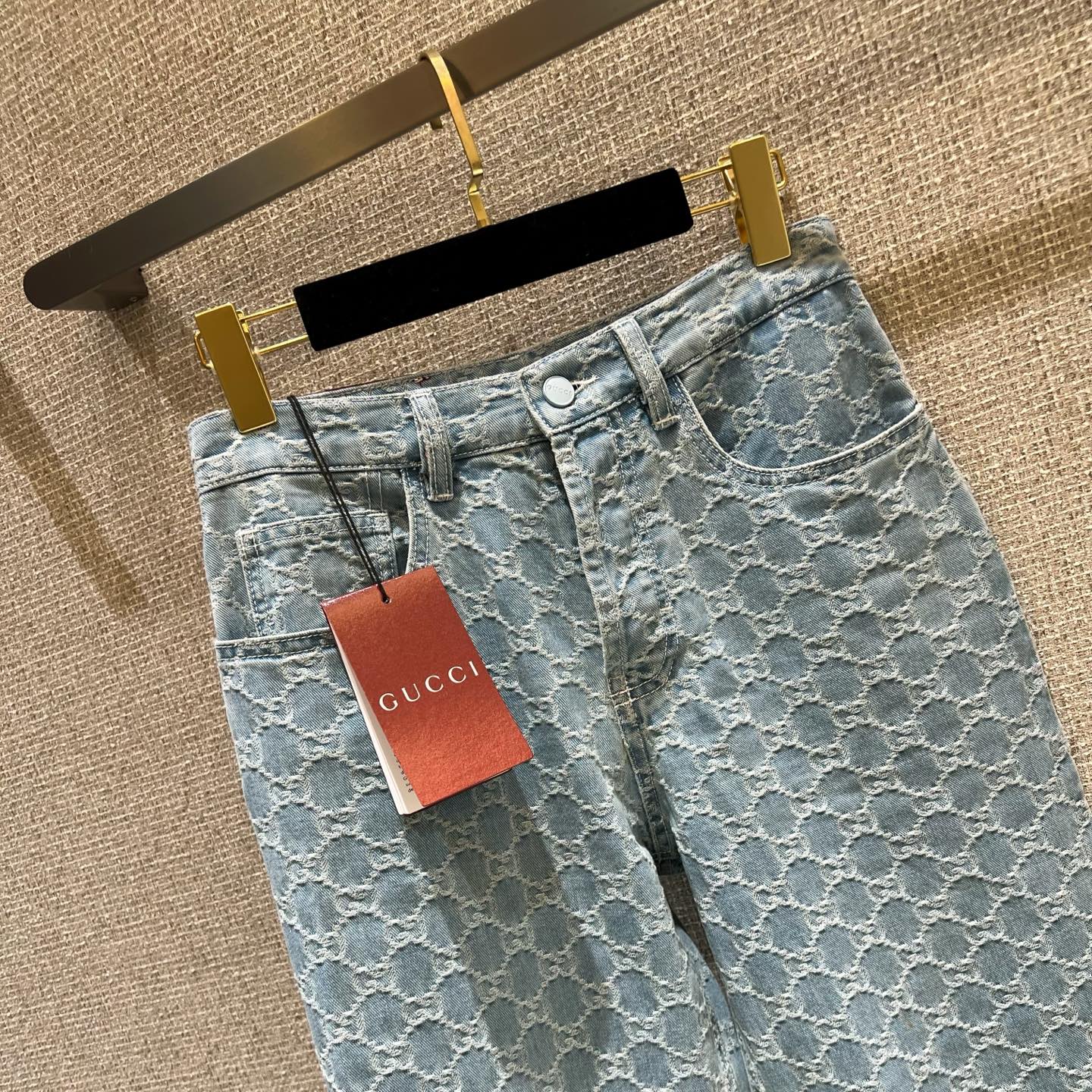 Gucci GG denim jacquard pants
