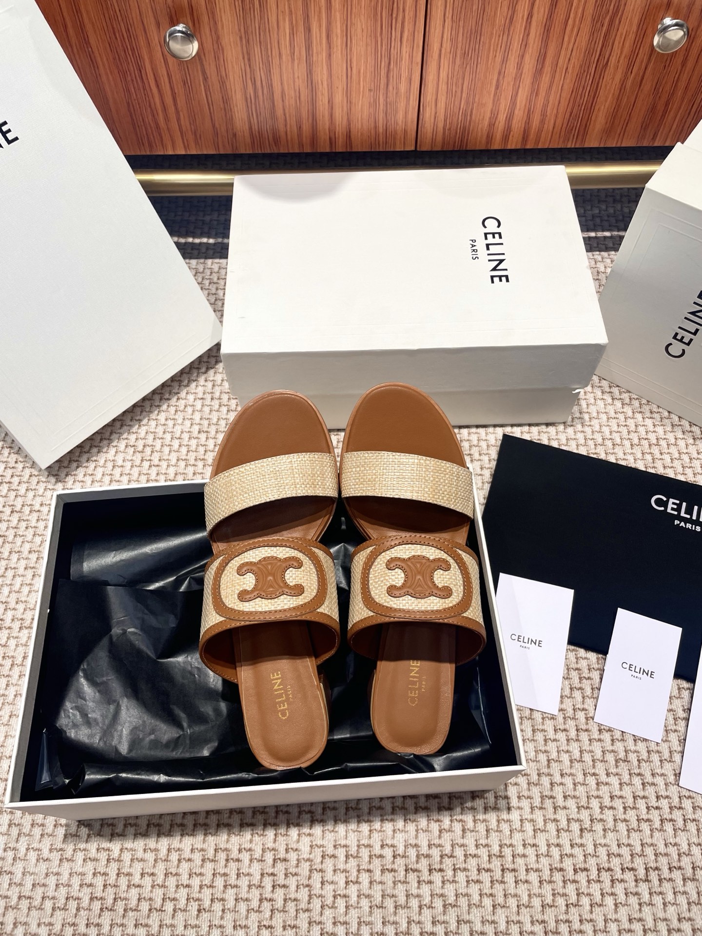 CELINE 2025 New Leather-Sole Sandals