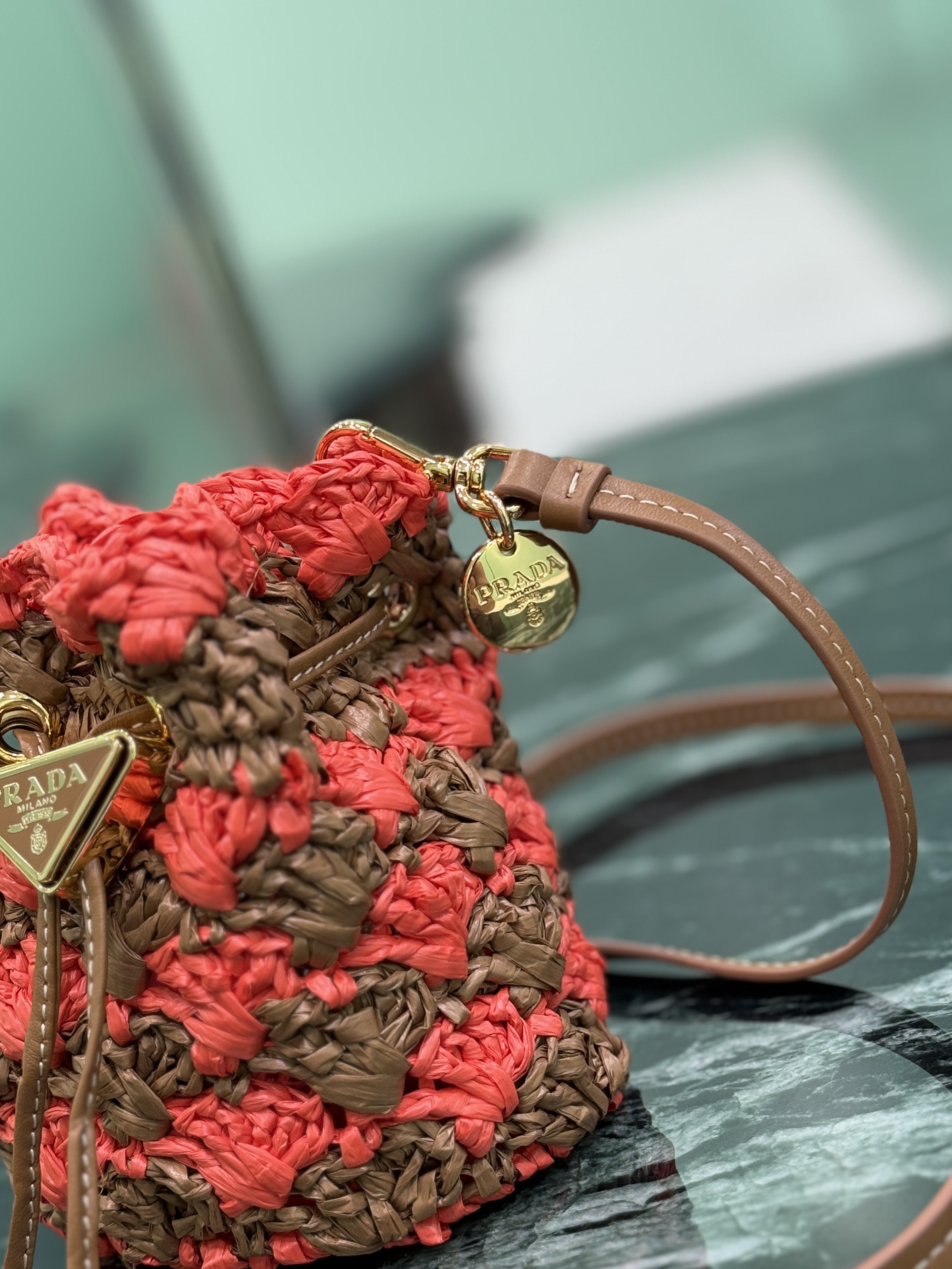 Prada Woven Mini Bucket Bag