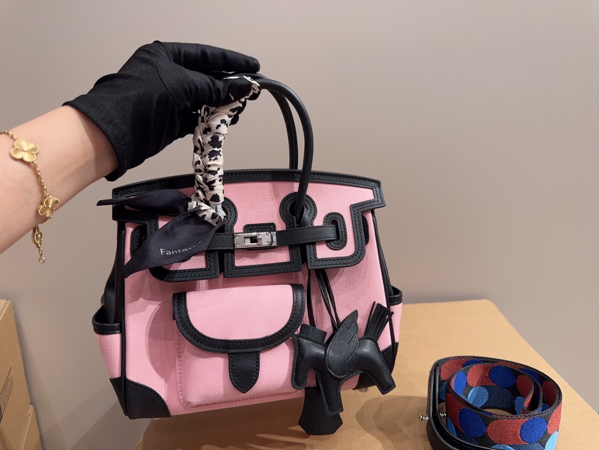 Hermes Travel Bag Cargo 35 Pink/Black