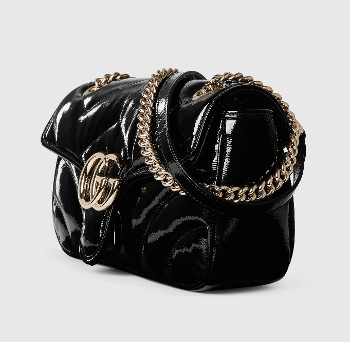 GG MARMONT SMALL SHOULDER BAG-Patent Black-443497