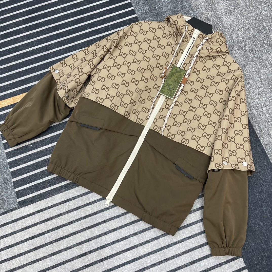 GU jacquard zipper sleeve detachable jacket