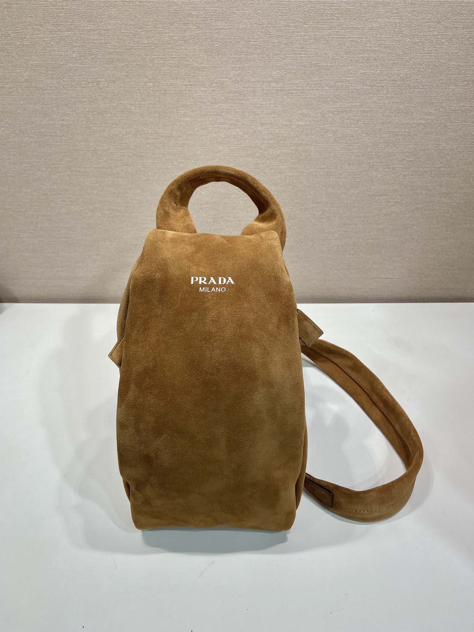 PRADA Distressed Leather Crossbody Bag