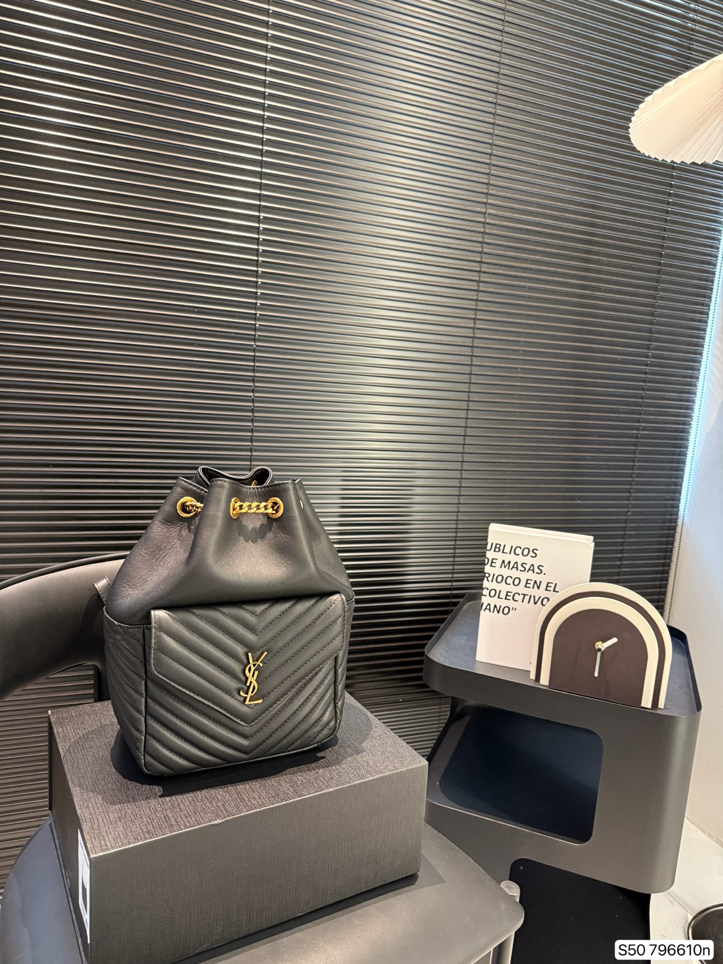 SAINT LAURENT Monogram mini leather bucket bag