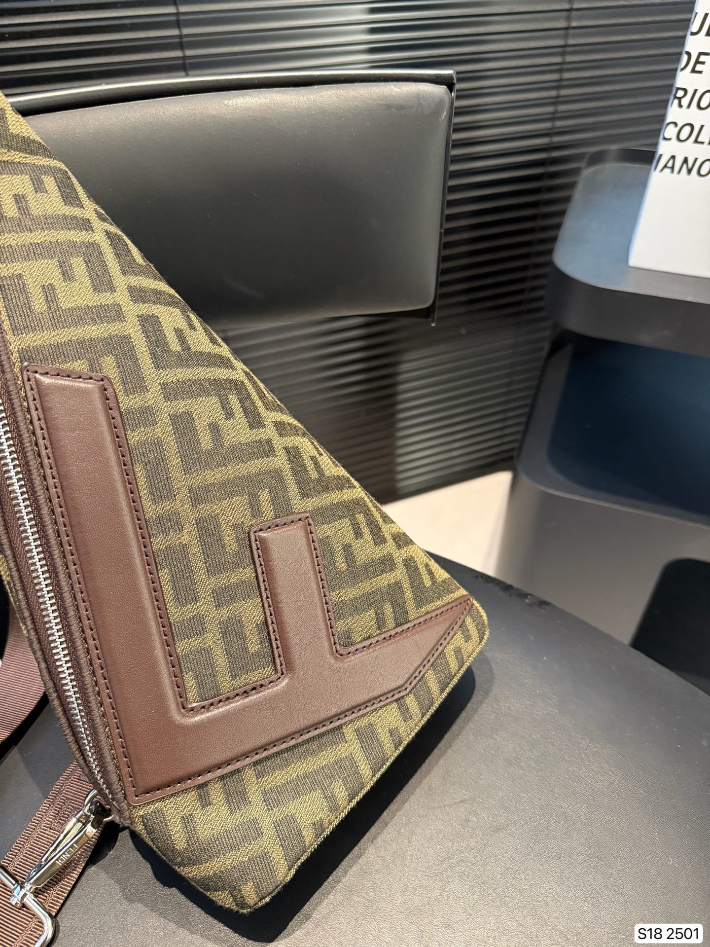 FENDI Ff Jacquard Cono Bag In Brown